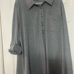 Soft Surroundings Gray Button-Up Top
